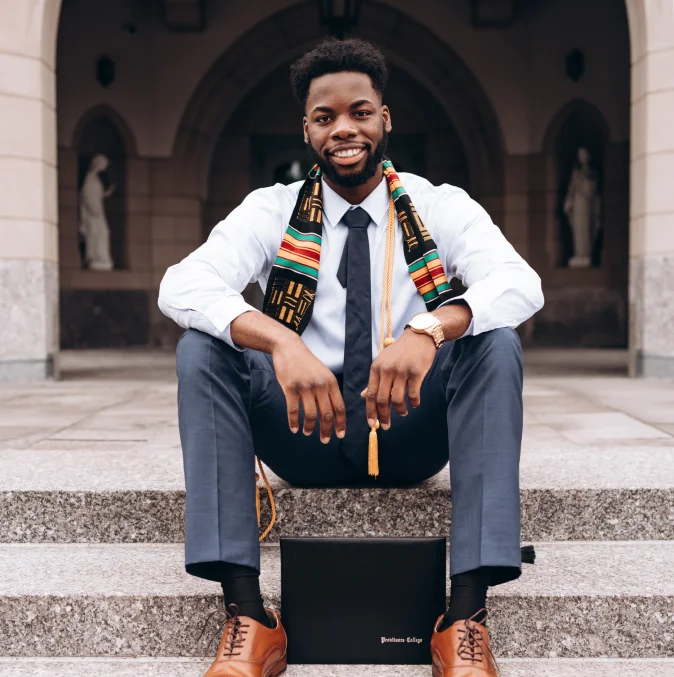 An Honor Society&reg; member in graduation regalia